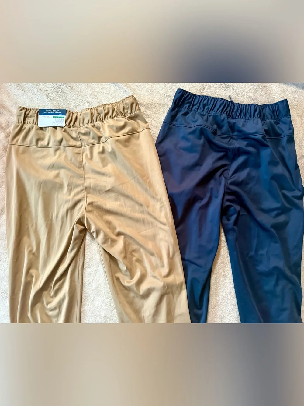 Set of 2 Nautica Kids Performance Stretch Tapered Joggers in Tan and Navy 14/16